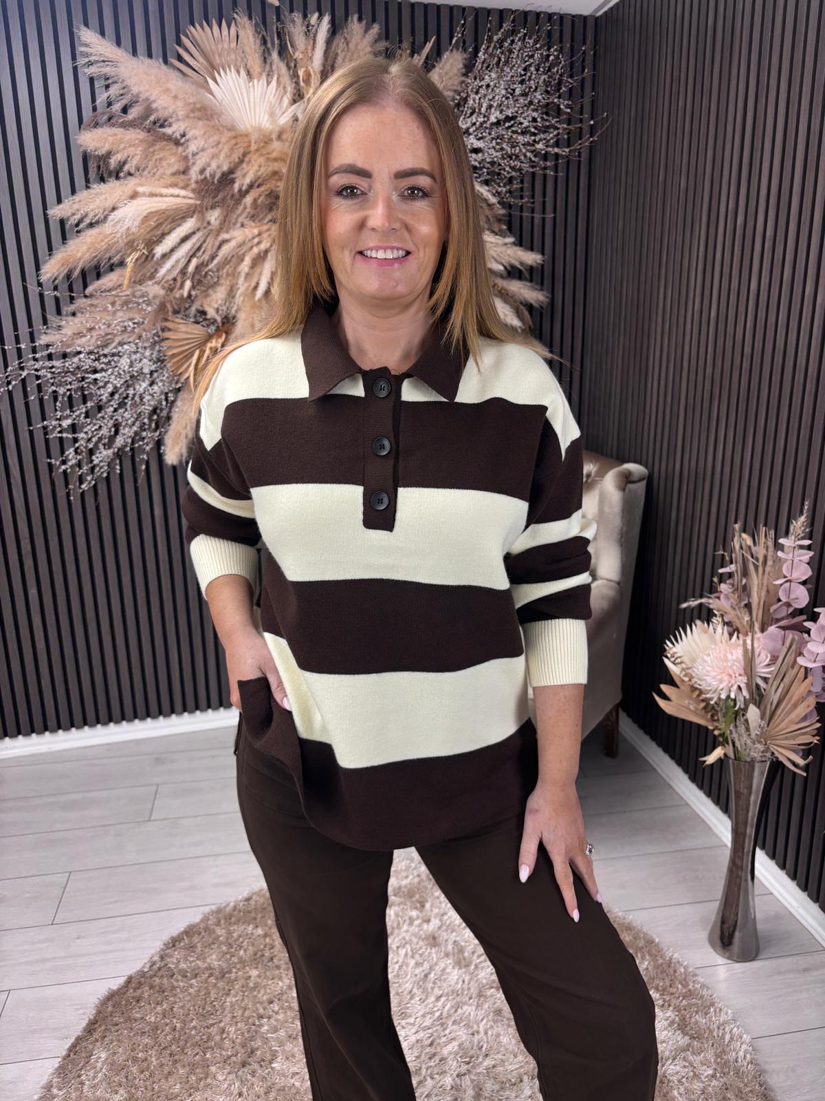 LORRAINE JUMPER - CREAM/BROWN