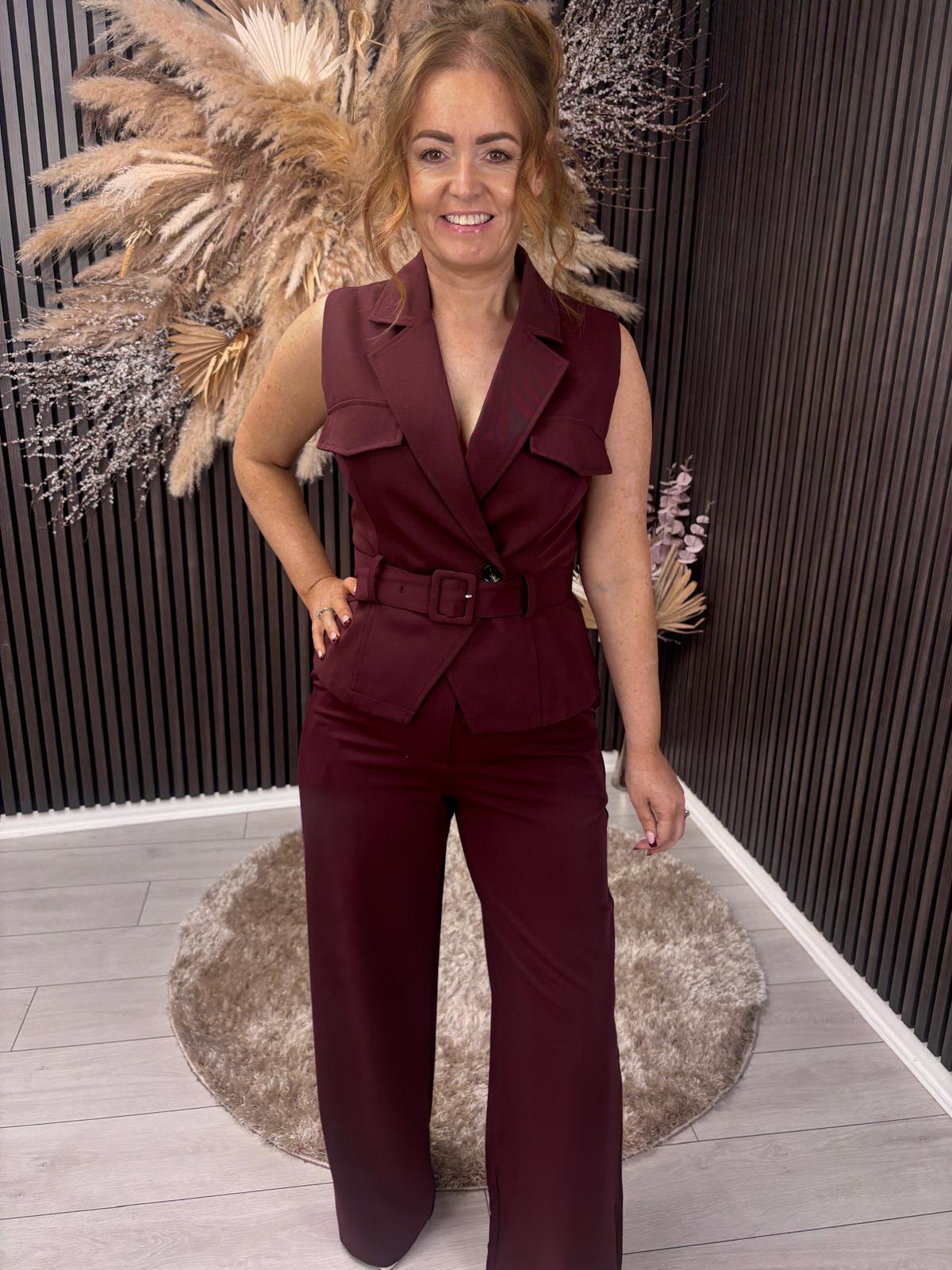 AVA TROUSERS - BURGUNDY
