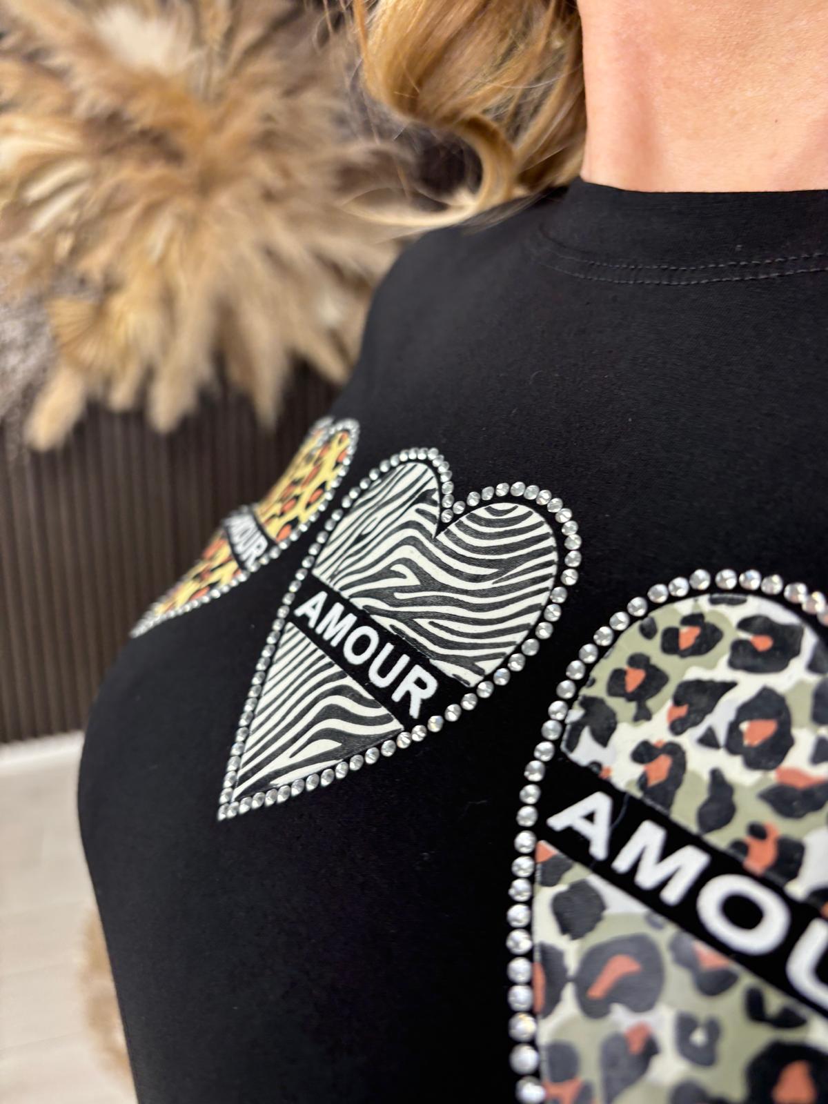 RACHEL TSHIRT - BLACK/LEOPARD