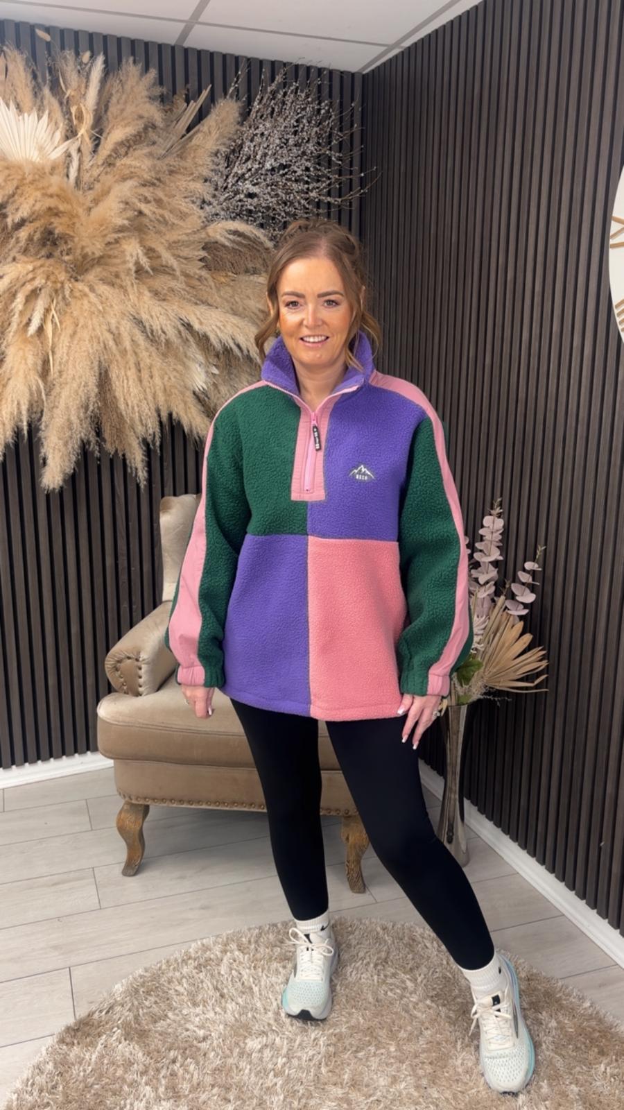 TAMMY FLEECE - GREEN/PURPLE