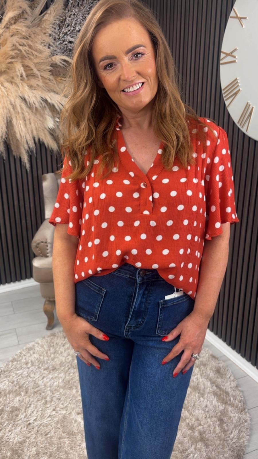 ORLANDA TOP - RED/WHITE SPOT