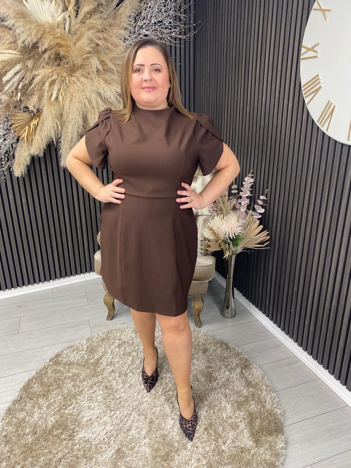 AMI TULIP DRESS - BROWN
