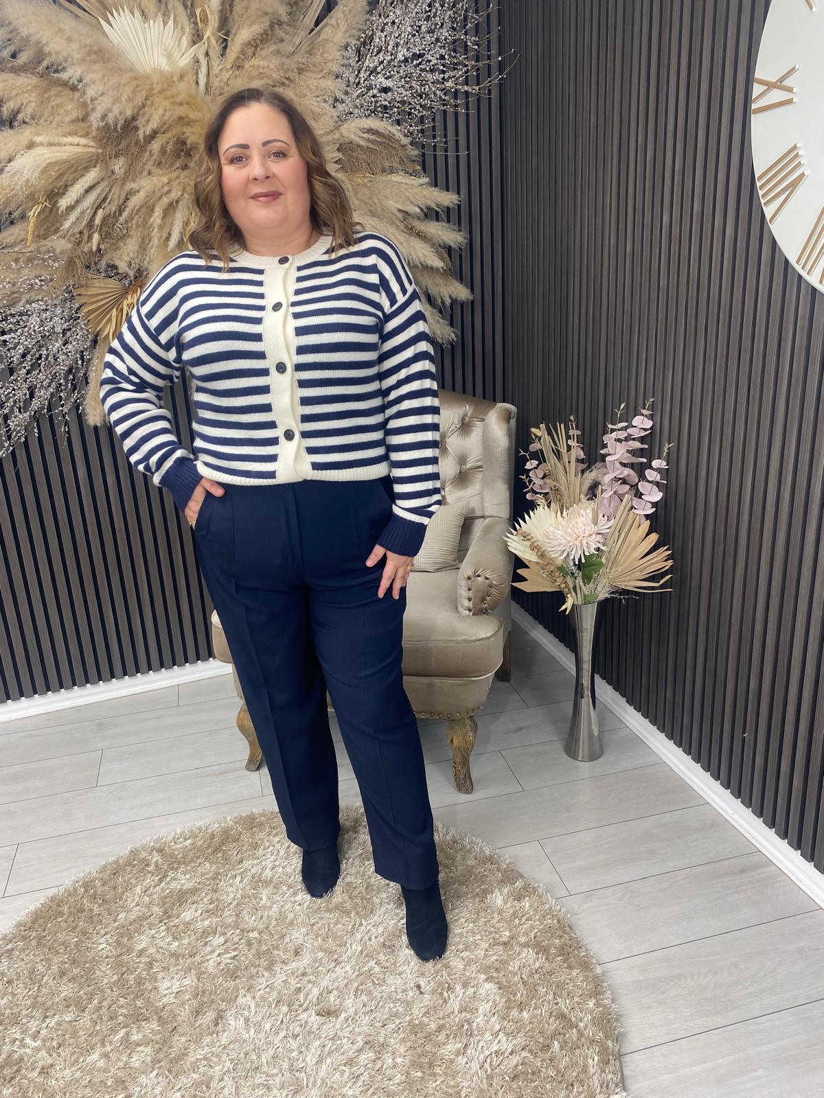 MARY CARDIGAN - NAVY/WHITE