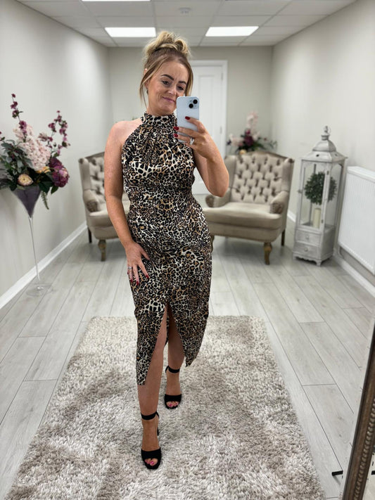 ALESSIA HALTERNECK DRESS - LEOPARD