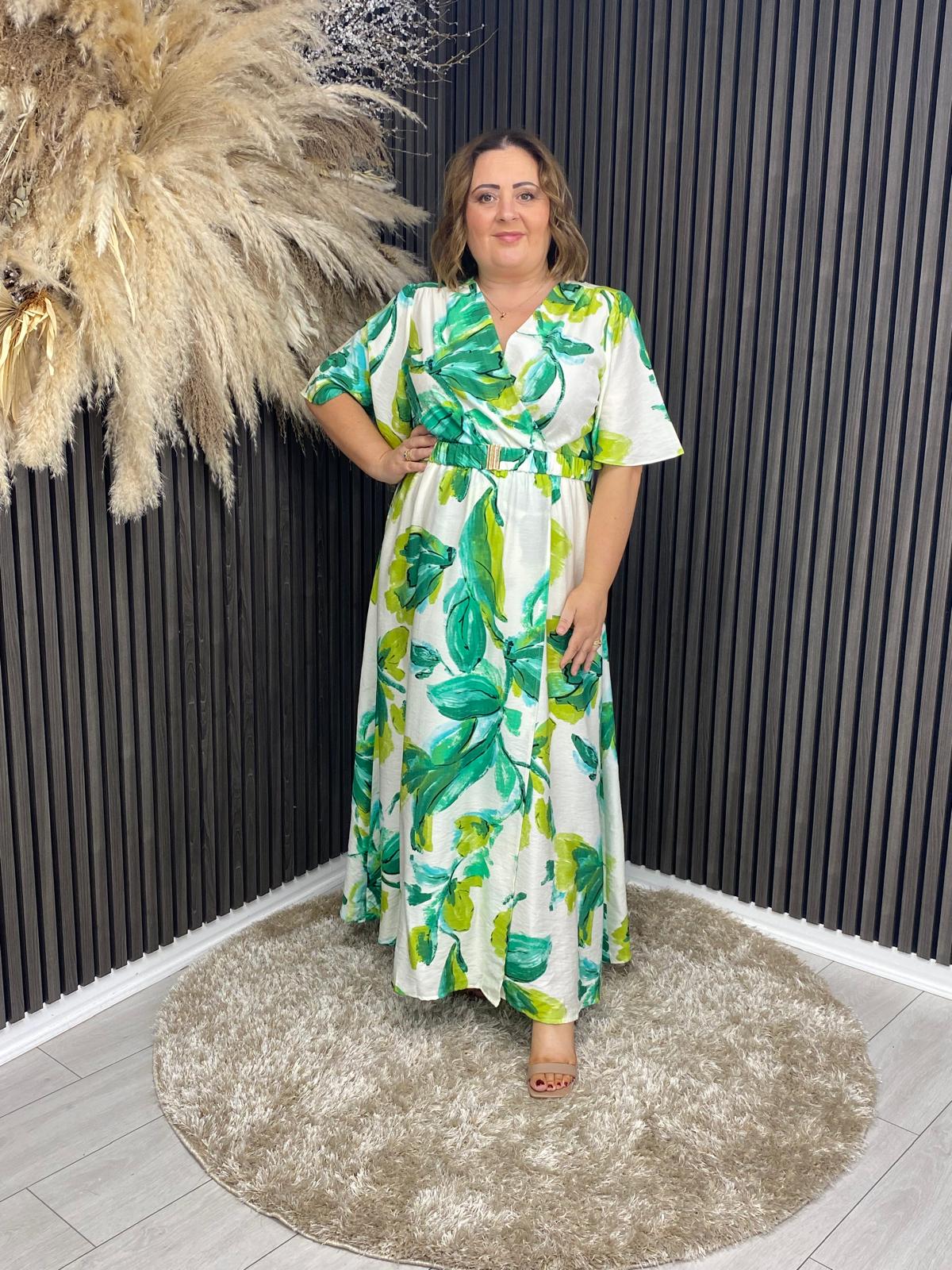 EVA DRESS - CREAM/GREEN
