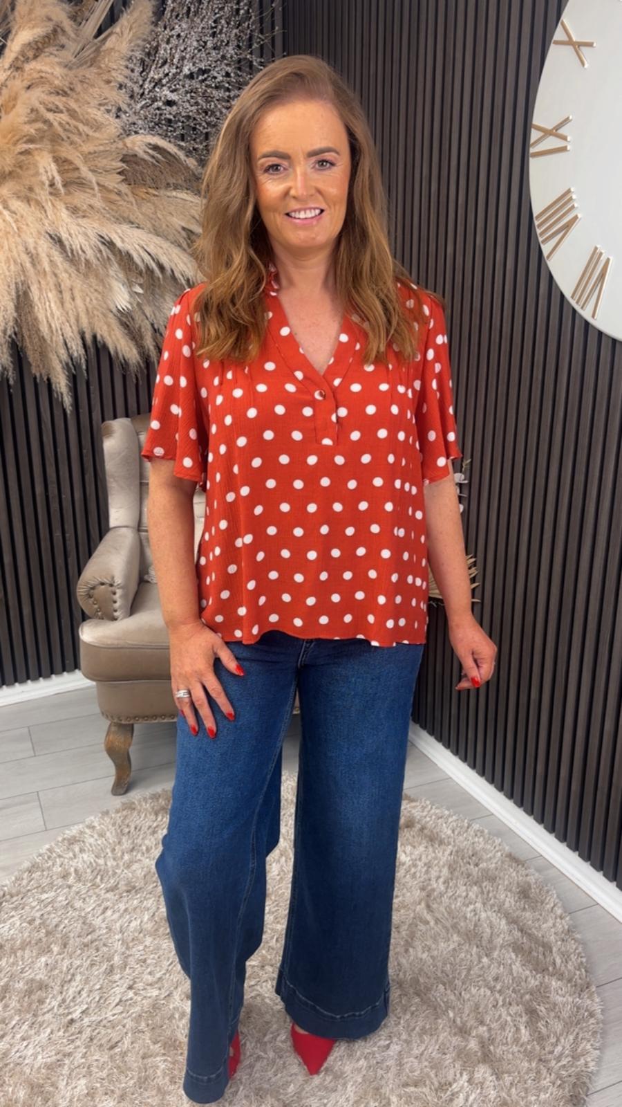 ORLANDA TOP - RED/WHITE SPOT