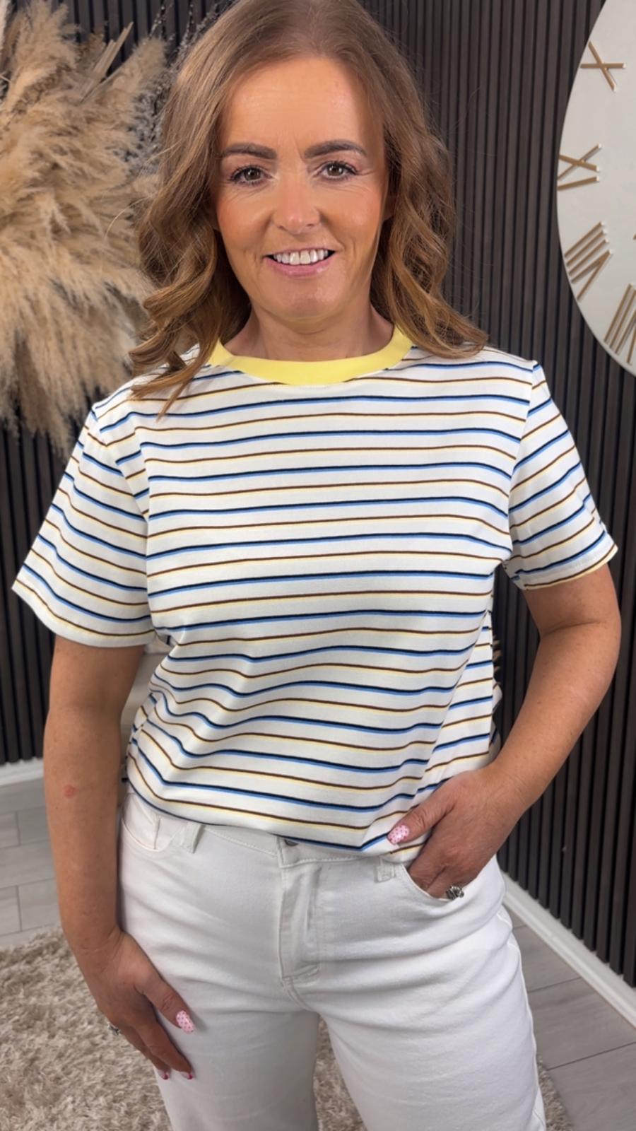 NATASHA T-SHIRT - YELLOW/BLUE