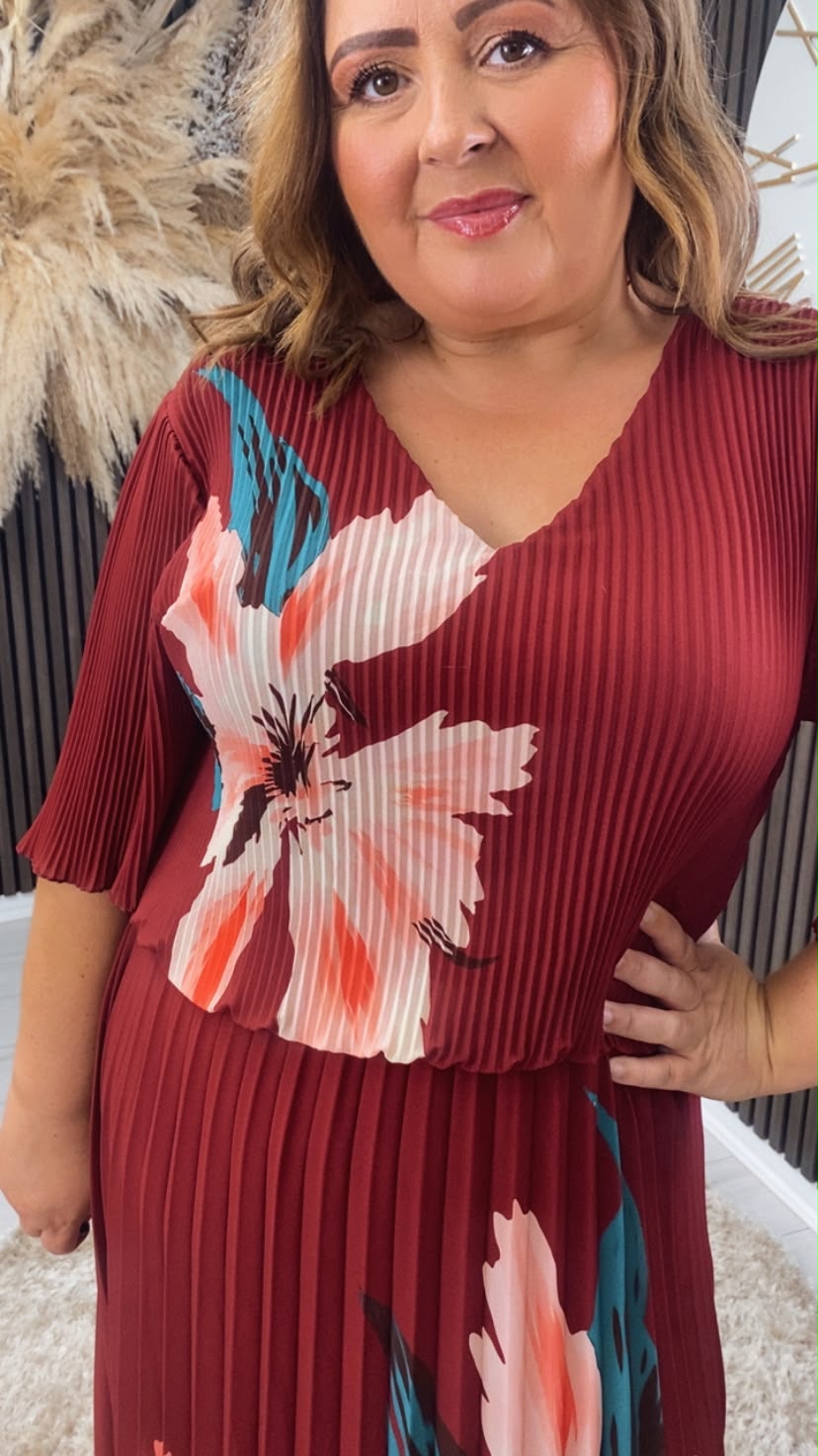 VALENCIA DRESS - BURGUNDY FLORAL