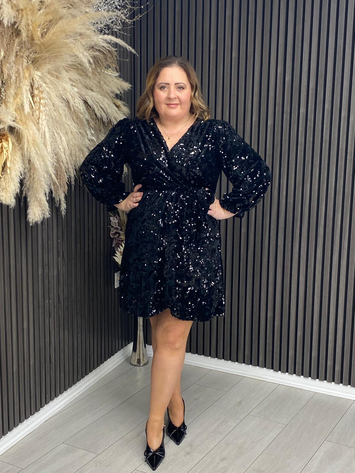 MADDIE DRESS - BLACK SEQUIN