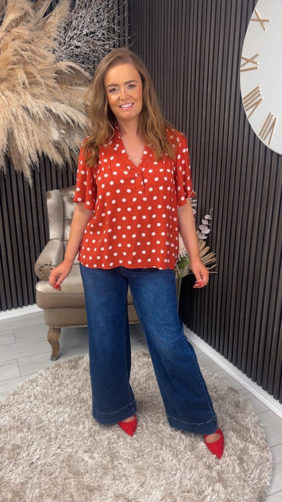 ORLANDA TOP - RED/WHITE SPOT