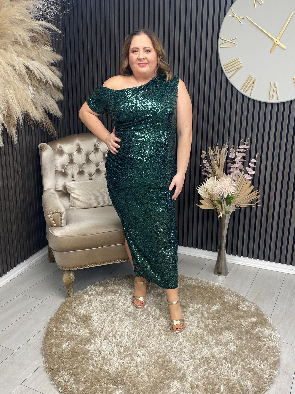 DONNA DRESS - GREEN SEQUIN