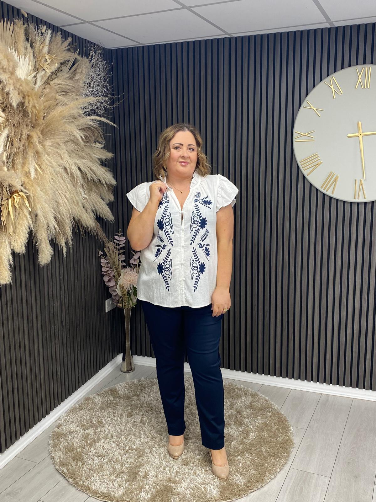 MAY TOP - WHITE/NAVY