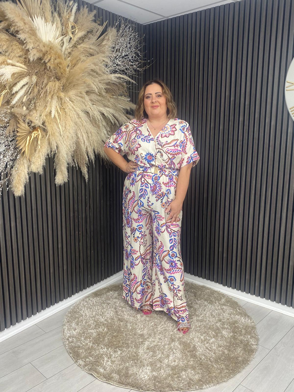 KRISTIE JUMPSUIT - CREAM/PINK
