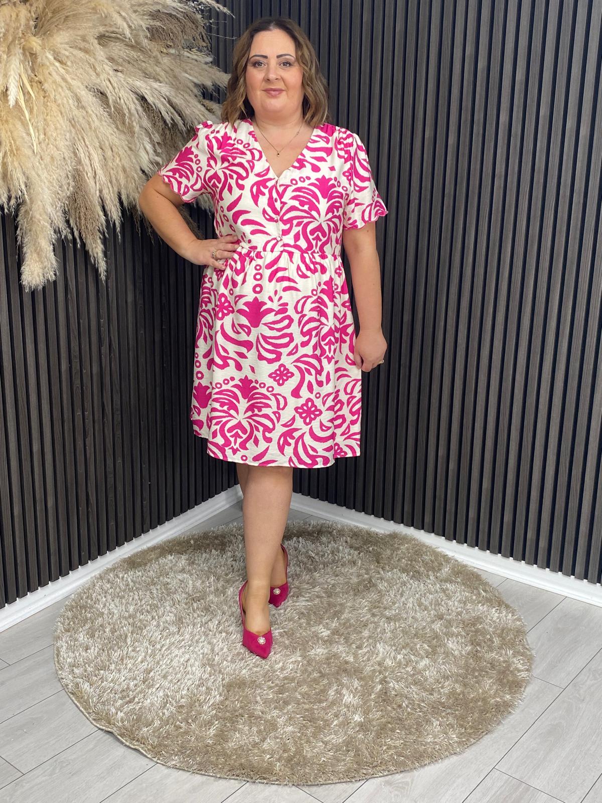 TORI DRESS - PINK/CREAM