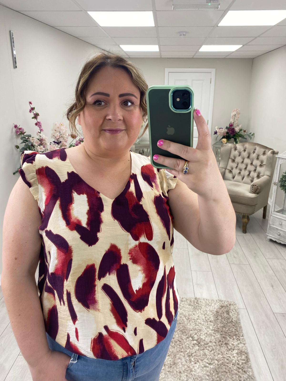 BRIANNA TOP - BURGANDY/RED