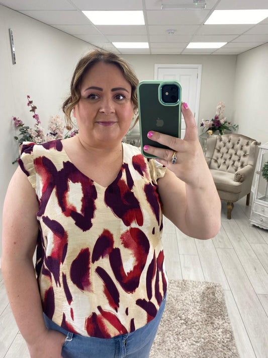 BRIANNA TOP - BURGANDY/RED