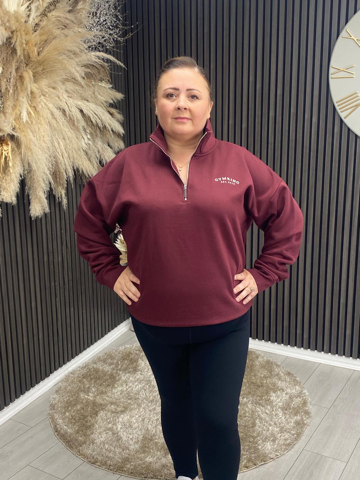 GYM KING 1/4 ZIP - DEEP CHERRY