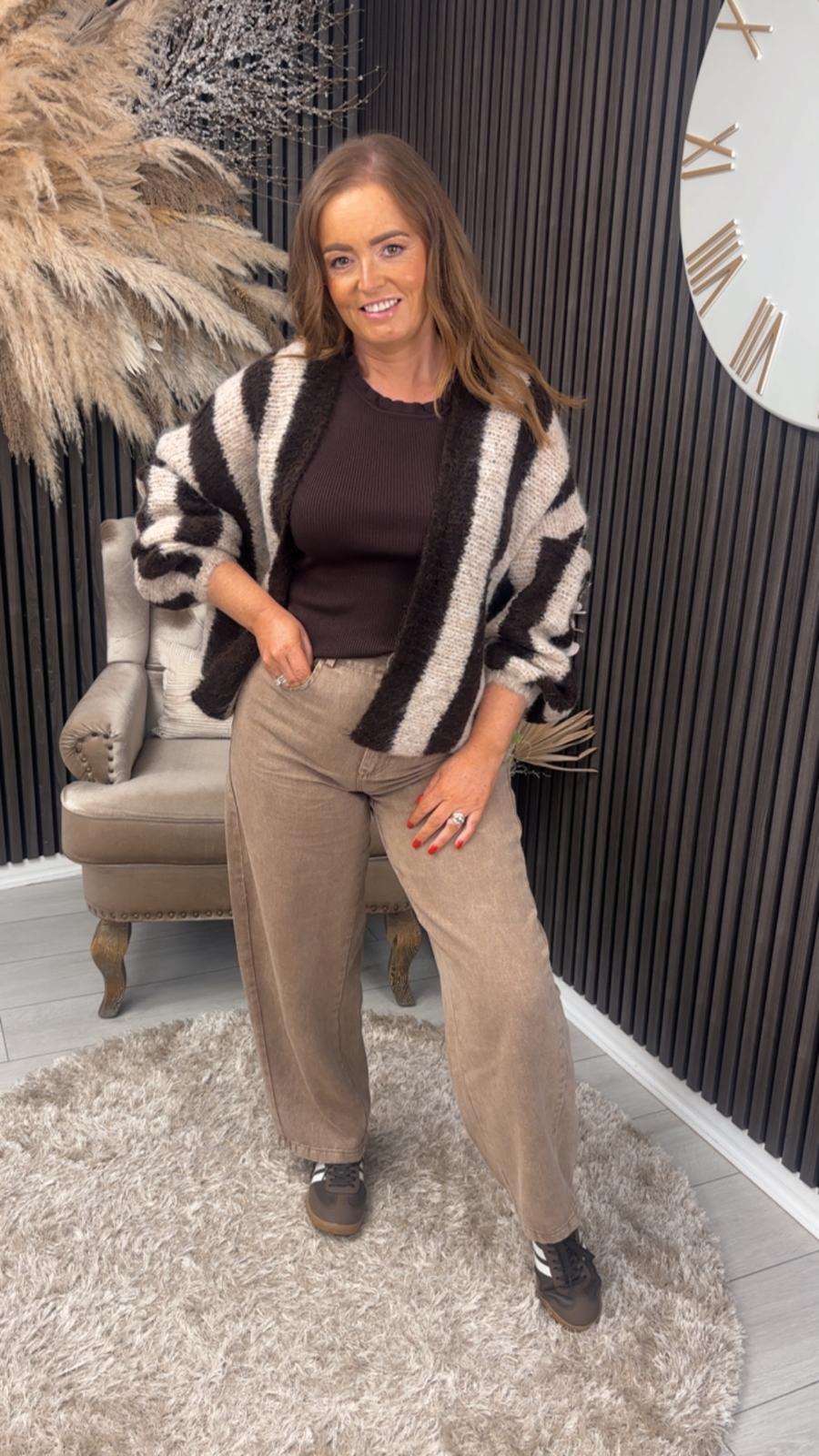 GLENDA CARDIGAN - BROWN/TAUPE