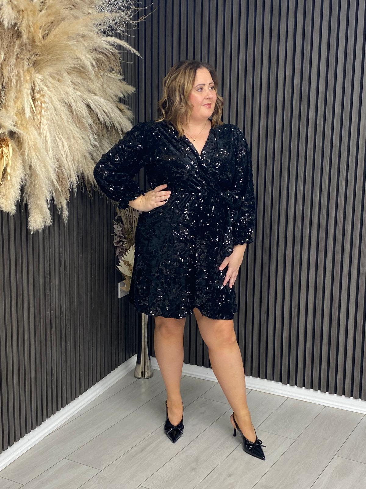 MADDIE DRESS - BLACK SEQUIN