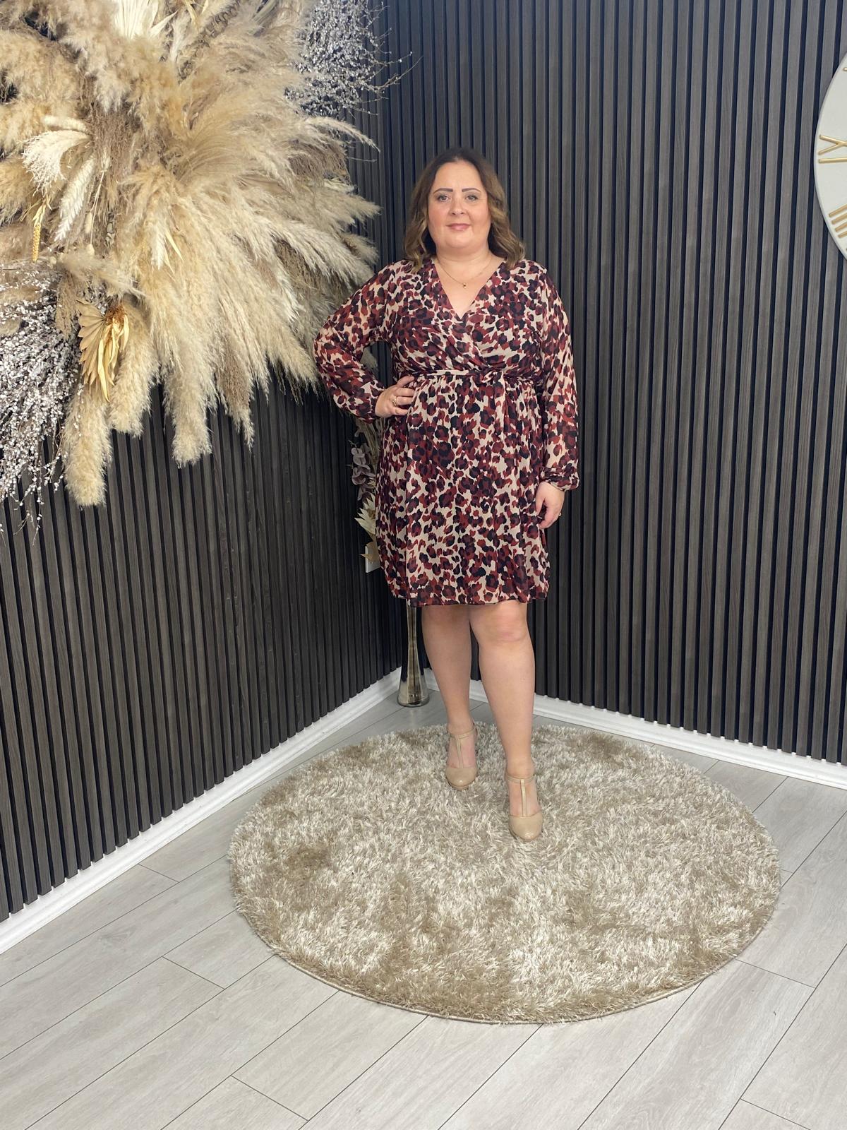 MARIA DRESS - BURGUNDY ANIMAL