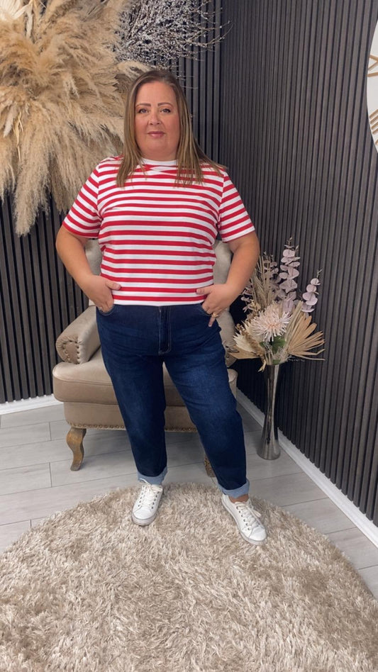 KRYSTAL T-SHIRT - RED/WHITE