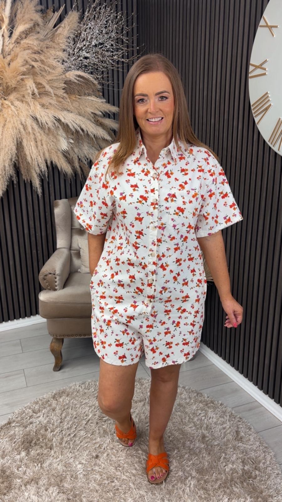 GENEVIEVE PLAYSUIT - FLORAL
