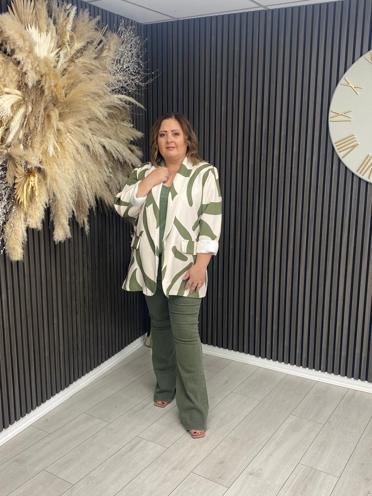 CYNTHIA BLAZER - CREAM/GREEN