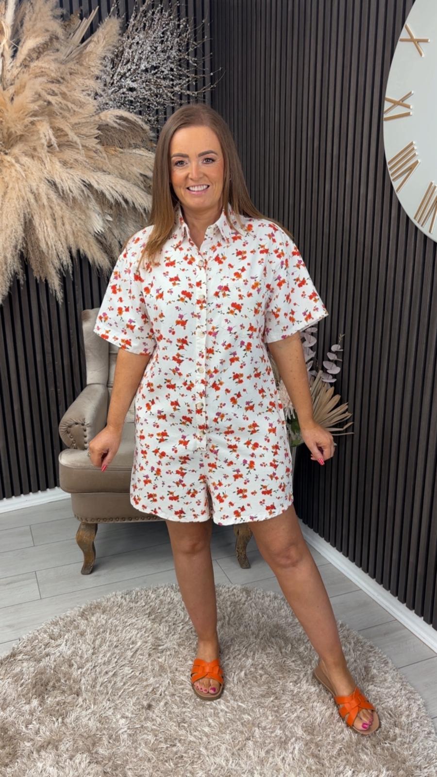 GENEVIEVE PLAYSUIT - FLORAL