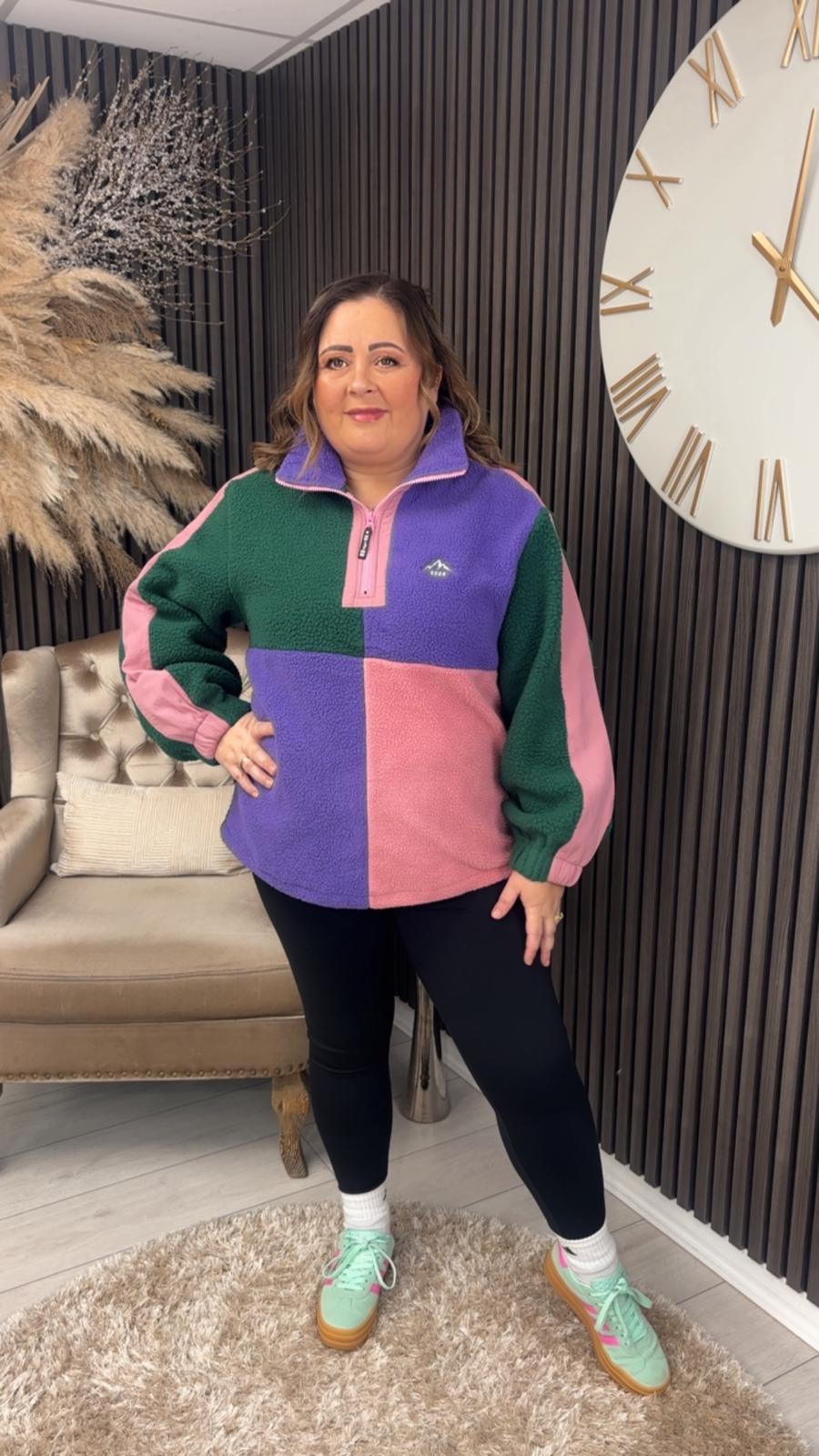 TAMMY FLEECE - GREEN/PURPLE