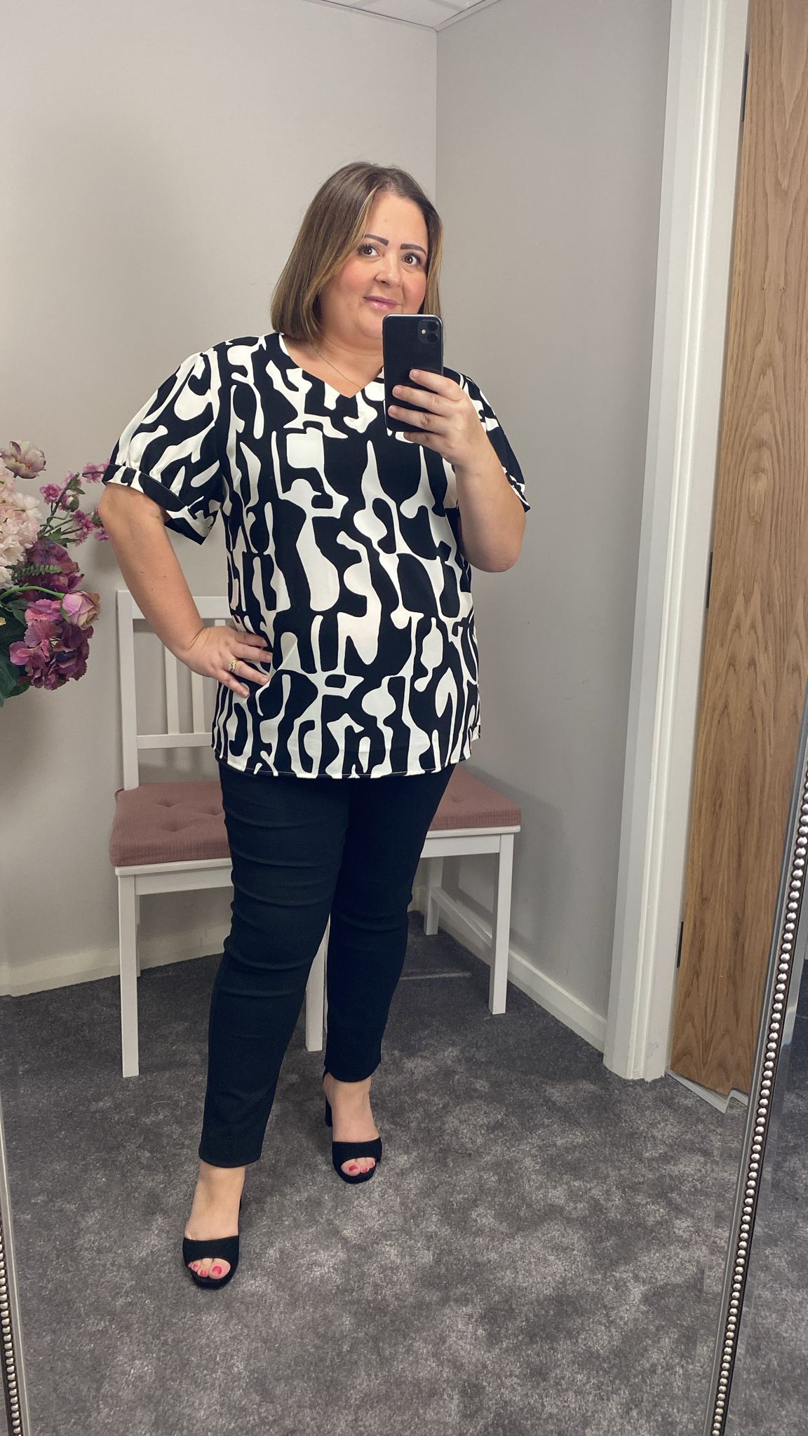 DOREEN TOP - BLACK/WHITE