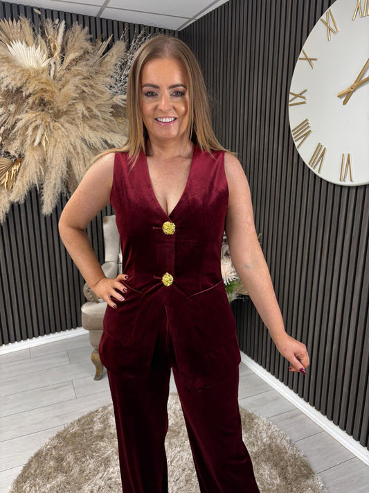 JUDY WAISTCOAT - BORDEAUX VELVET