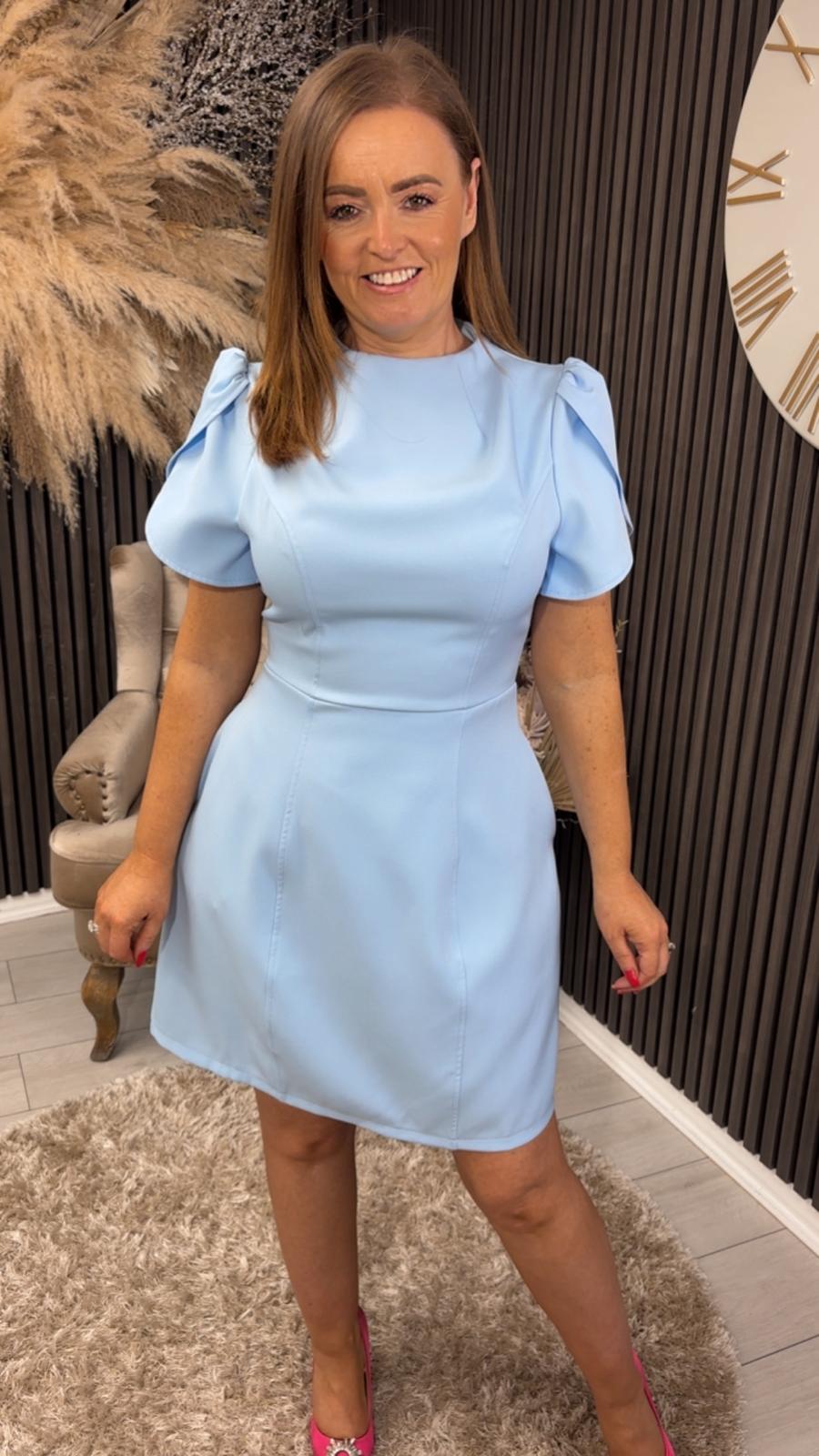 AMI TULIP DRESS - POWDER BLUE