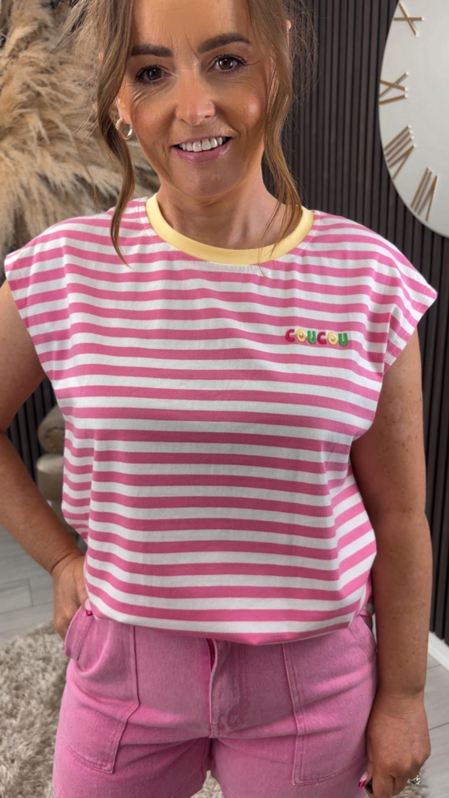 NIAMH TOP - PINK/WHITE