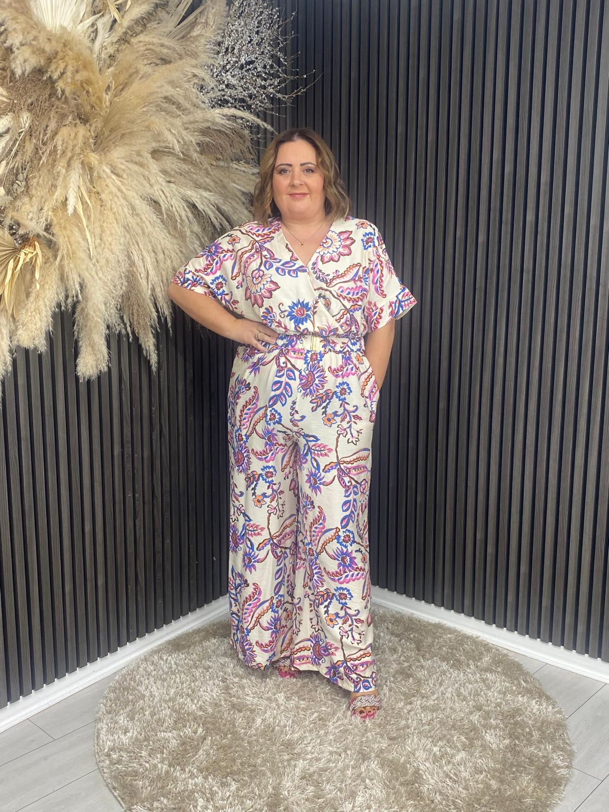 KRISTIE JUMPSUIT - CREAM/PINK