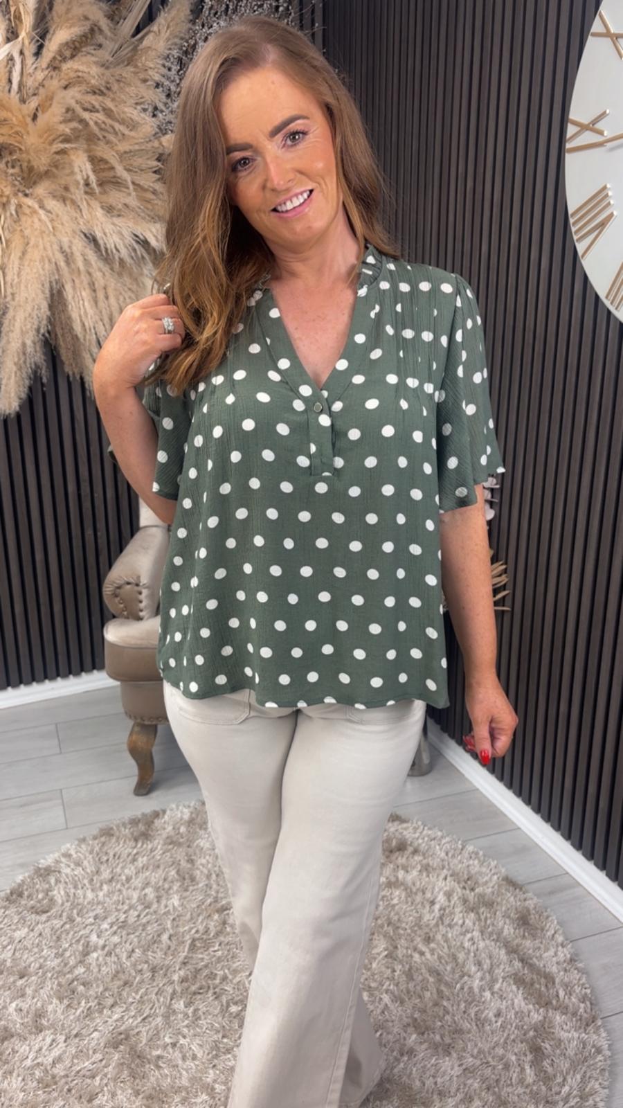 ORLANDA TOP - KHAKI SPOT