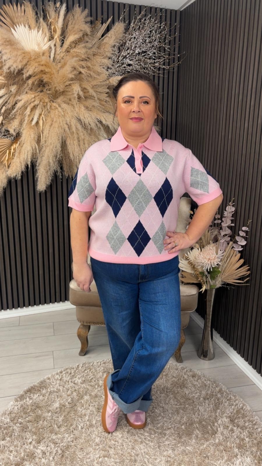 DAKOTA JUMPER - PINK/GREY