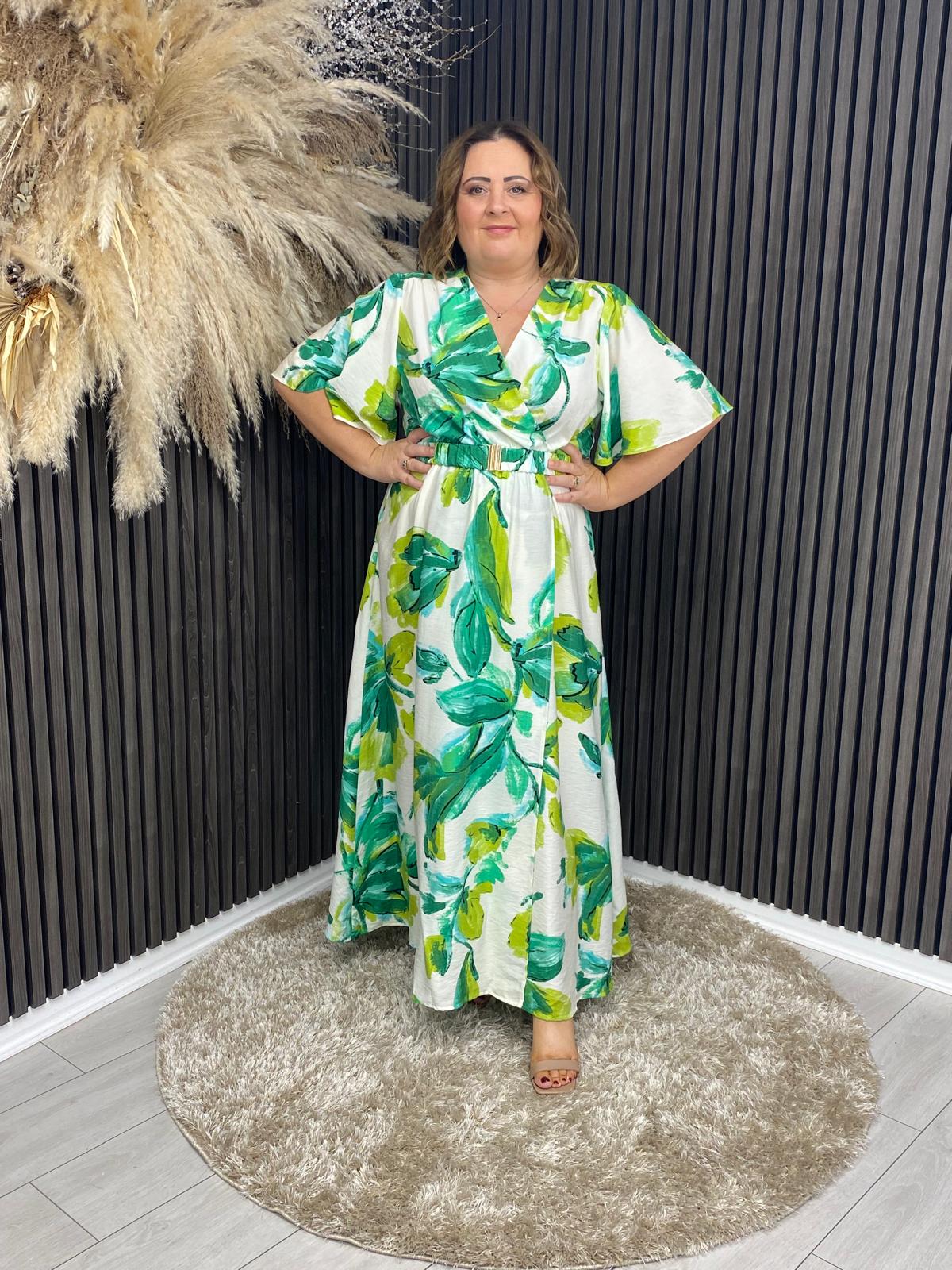 EVA DRESS - CREAM/GREEN