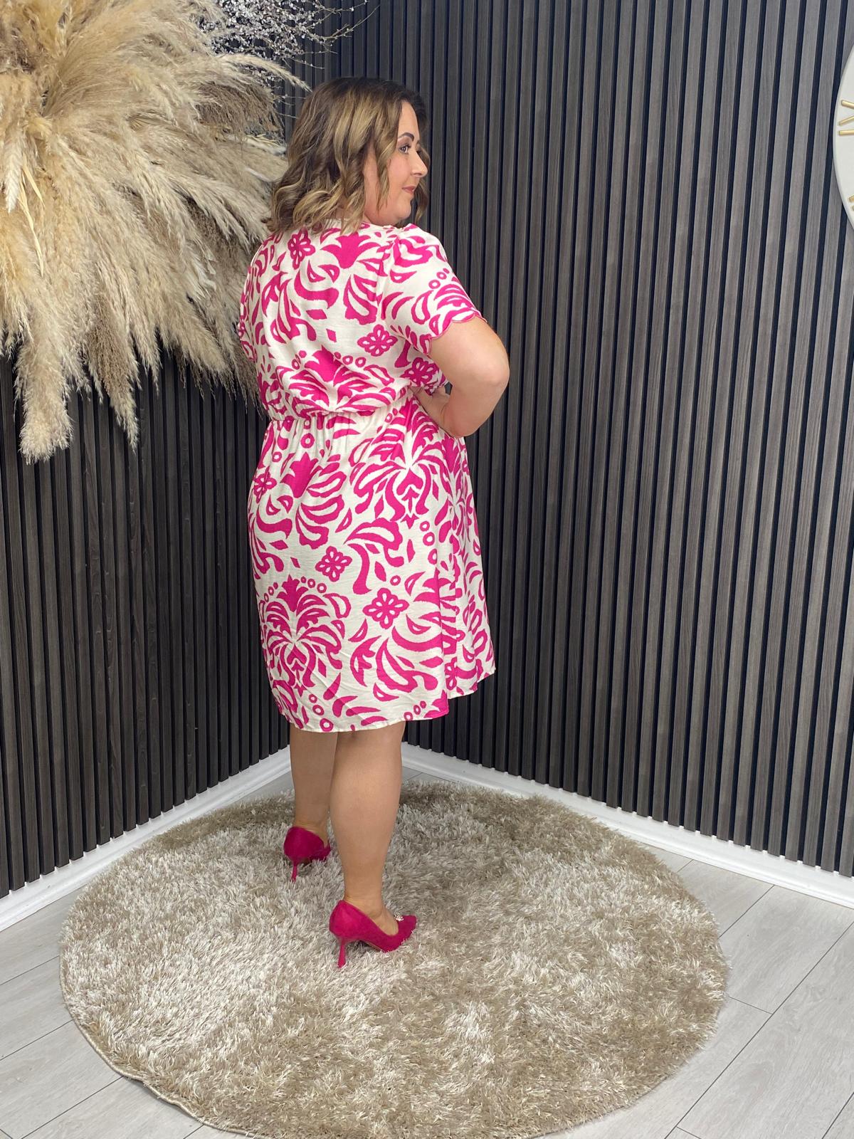 TORI DRESS - PINK/CREAM