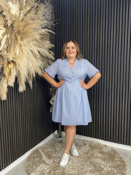 CASSANDRA DRESS - BLUE STRIPE