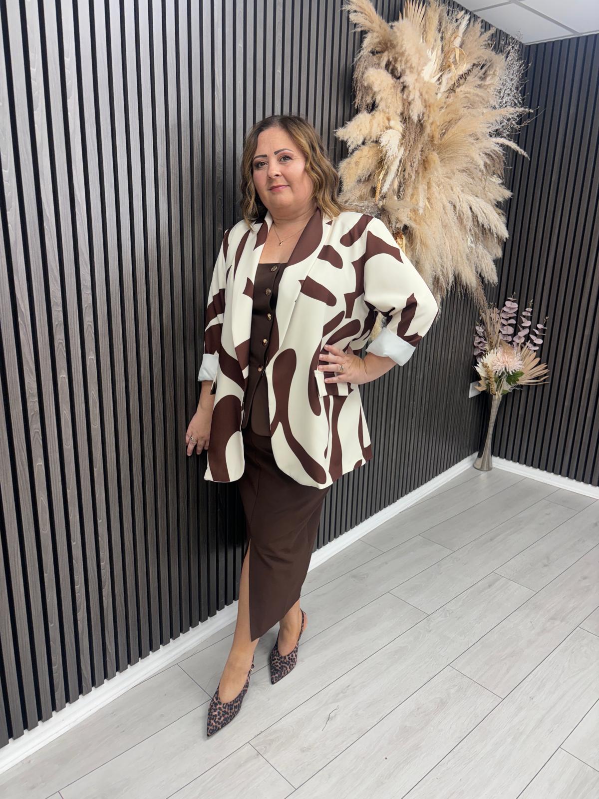 CYNTHIA BLAZER - CREAM/BROWN