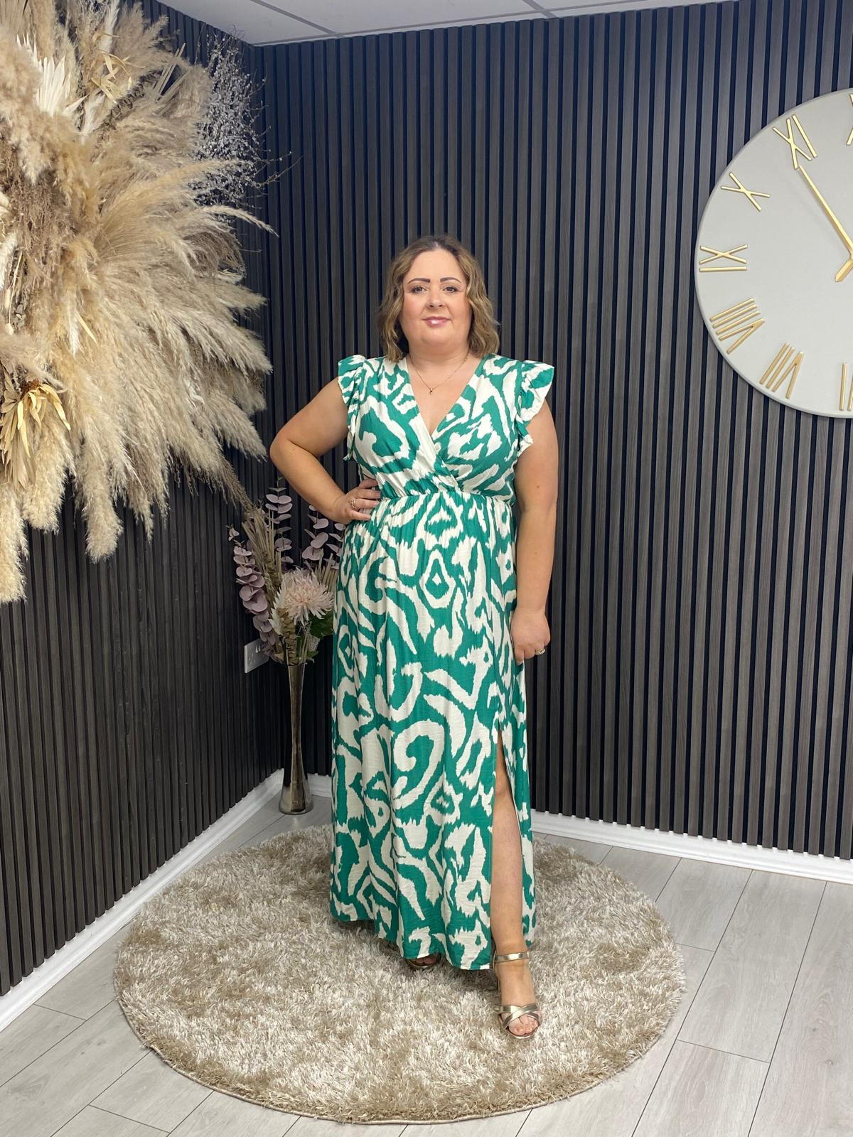 JESSICA DRESS - CREAM/GREEN