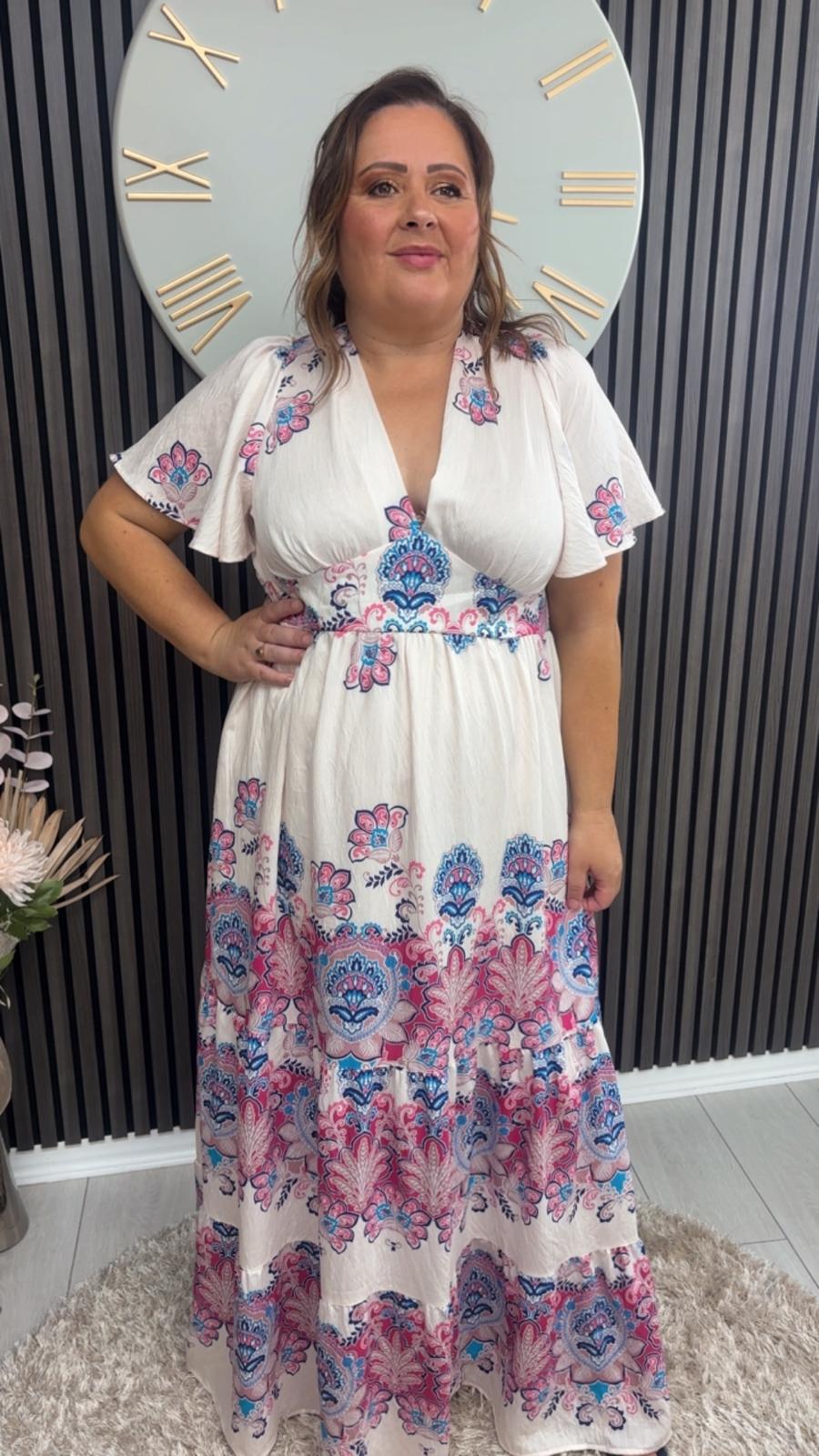 GISELLE DRESS - CREAM/PINK