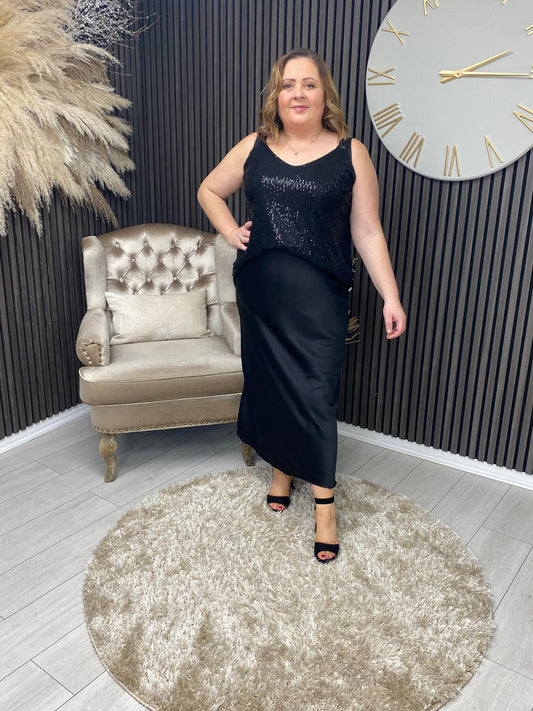 ALIMA VEST - BLACK SEQUIN