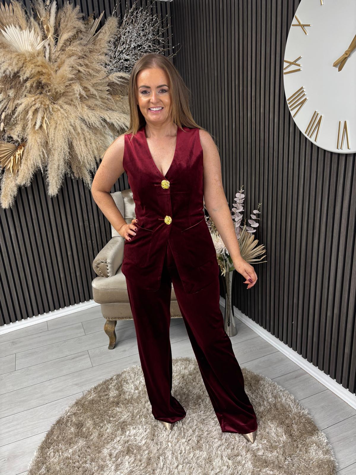 JUDY TROUSERS - BORDEAUX VELVET