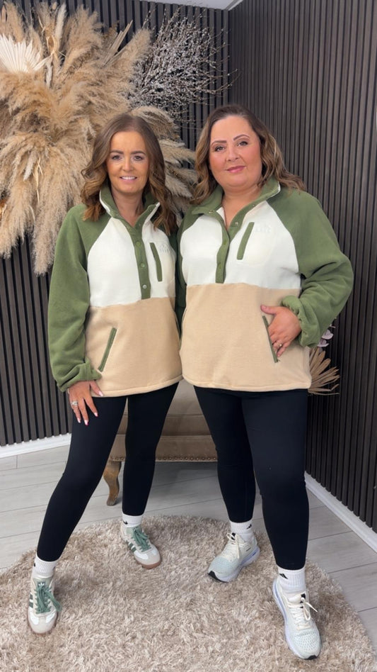 AMIRA FLEECE - CREAM/GREEN