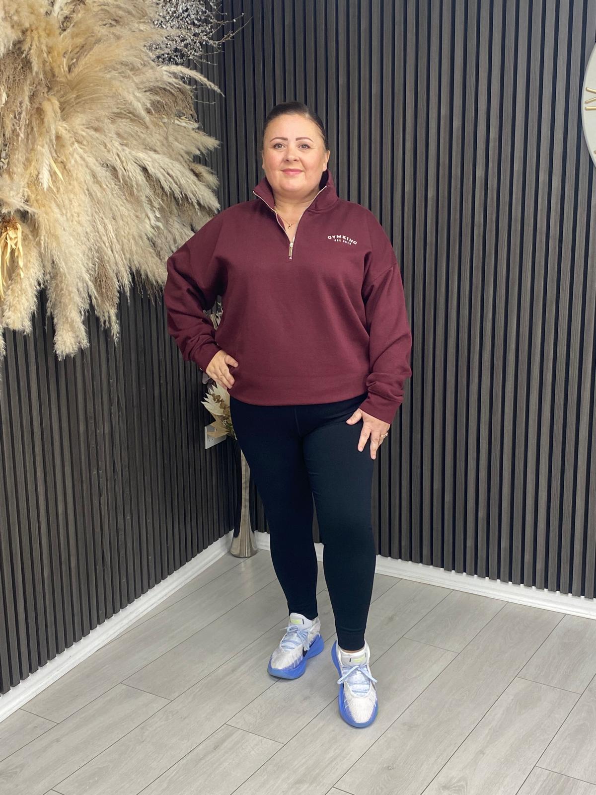 GYM KING 1/4 ZIP - DEEP CHERRY