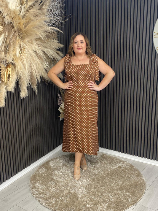 JOVI DRESS - BROWN POLKA DOT