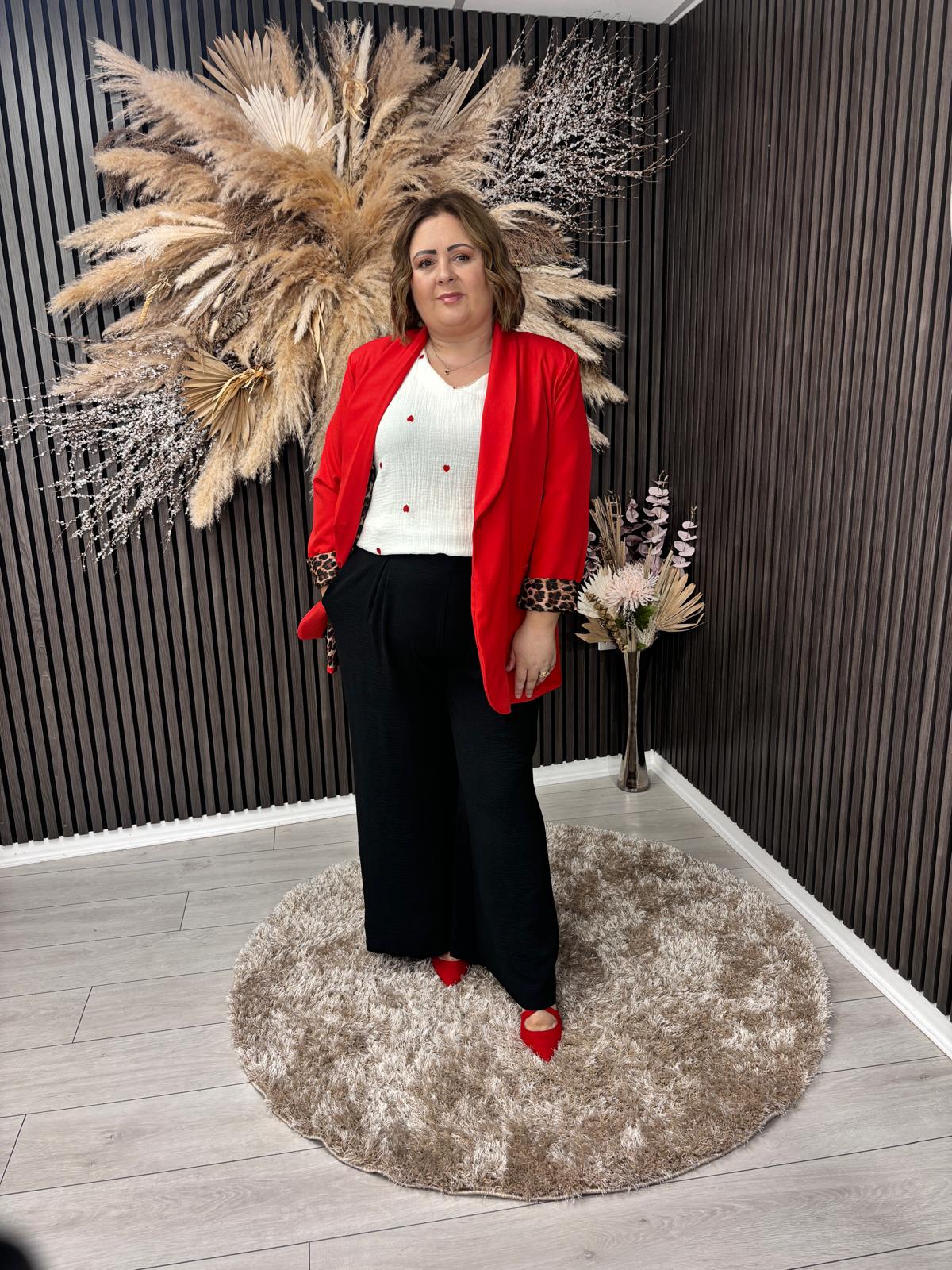 LOLA TOP - WHITE/RED