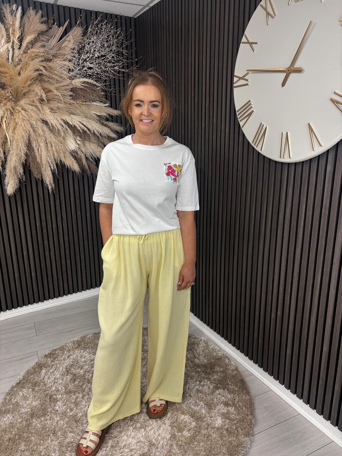 CORA WIDE LEG TROUSER - YELLOW