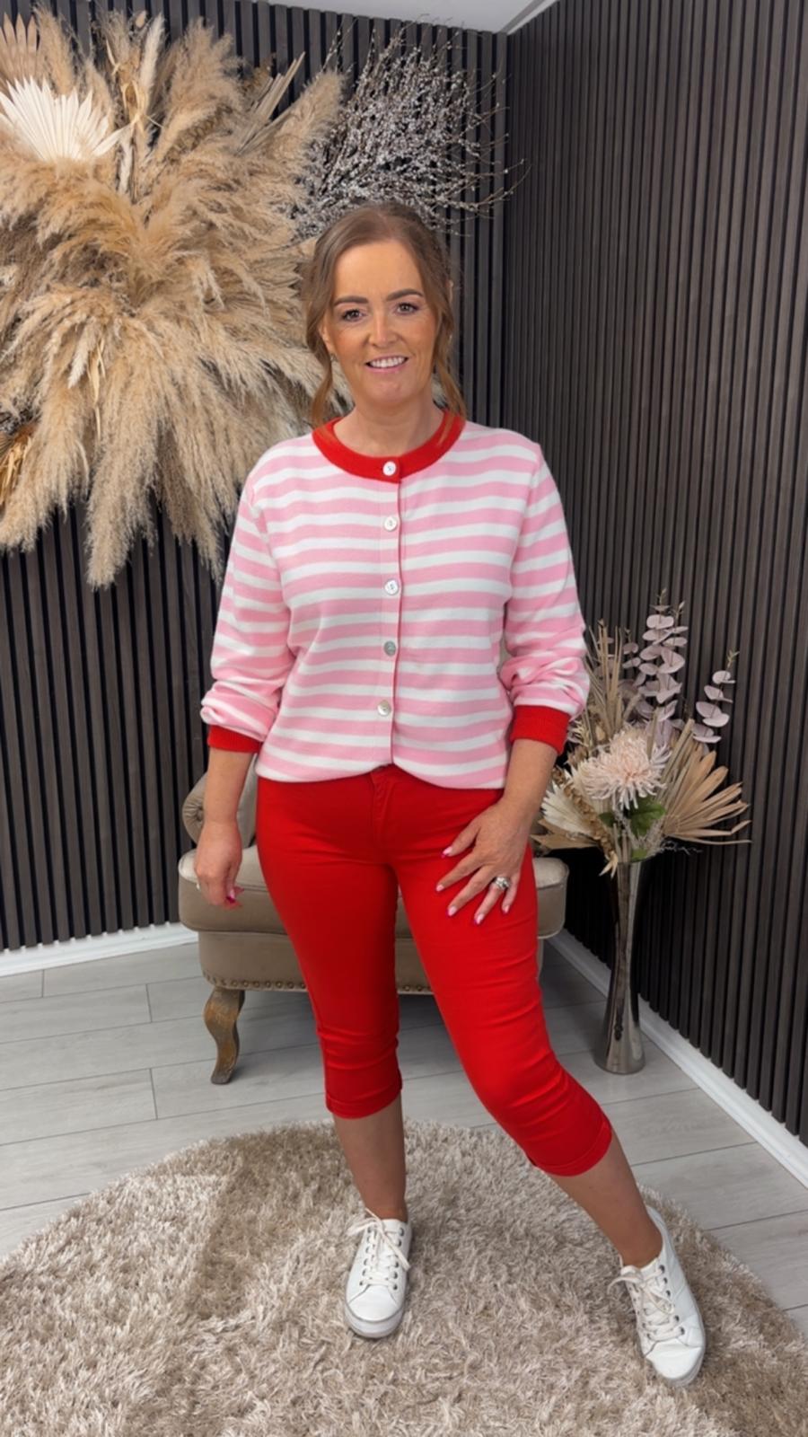 JAYDEN CARDIGAN - PINK/RED